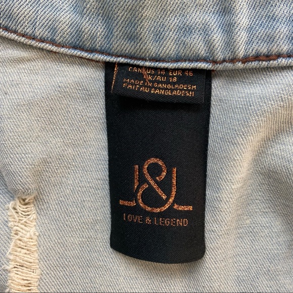 LOVE & LEGENDS Sleeveless Denim Jacket Size 14 - Picture 10 of 12